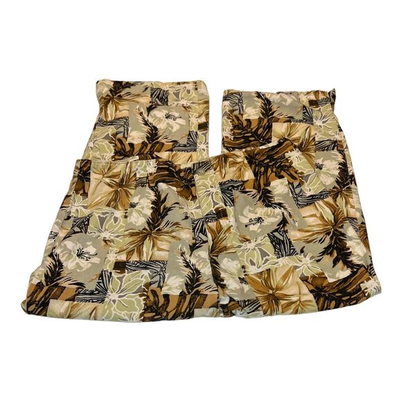 Womens White Stag Pants Size 10 Palm Tree All Over Print Cotton Capri Beach Vibe - Picture 3 of 6